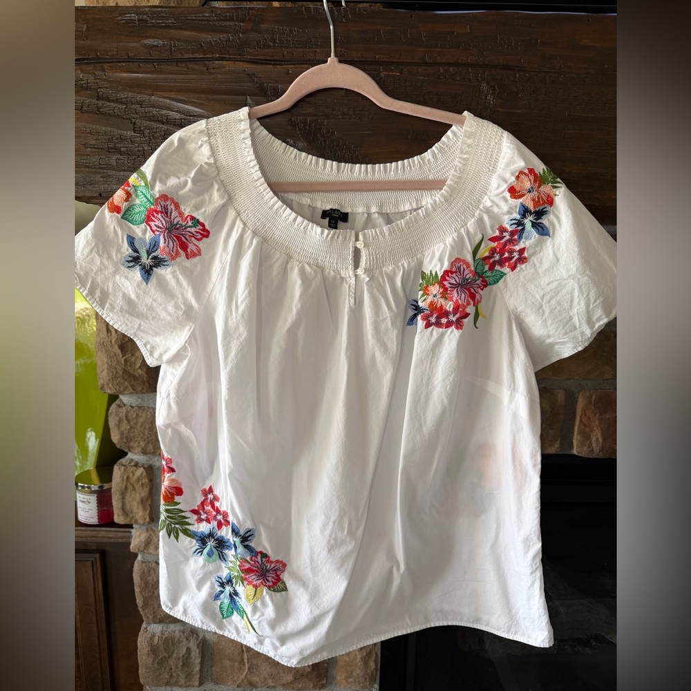 Talbots Floral Embroidery Top